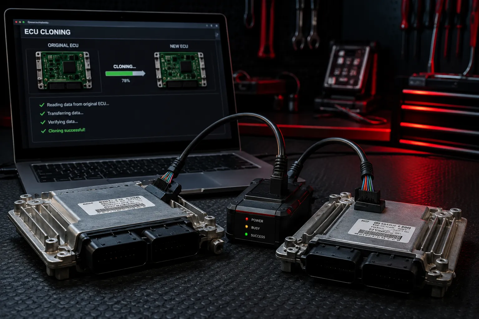 An image of an engine computer being cloned.